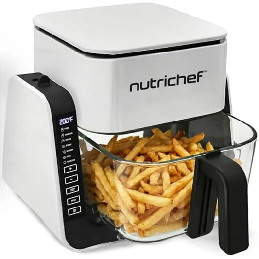 4 QT Air Fryer Grill 8-1 Preset Cook Modes Transparent Glass Fry Bowl for Best Cooking Results Cook Shrimp Steak Fries Wings Mo