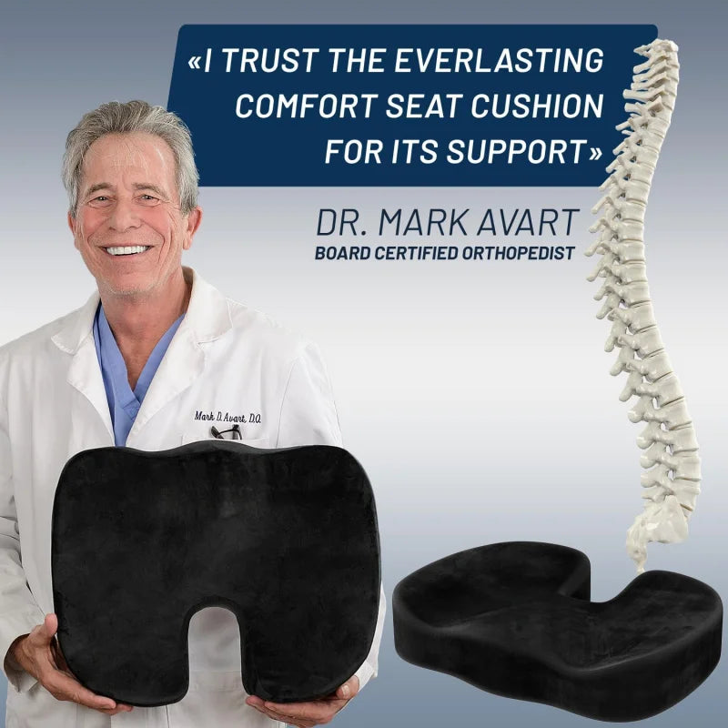 Doctor Recommended Memory Foam Seat Cushion for Office Chairs & Car - Ergonomic Office Desk Accessories