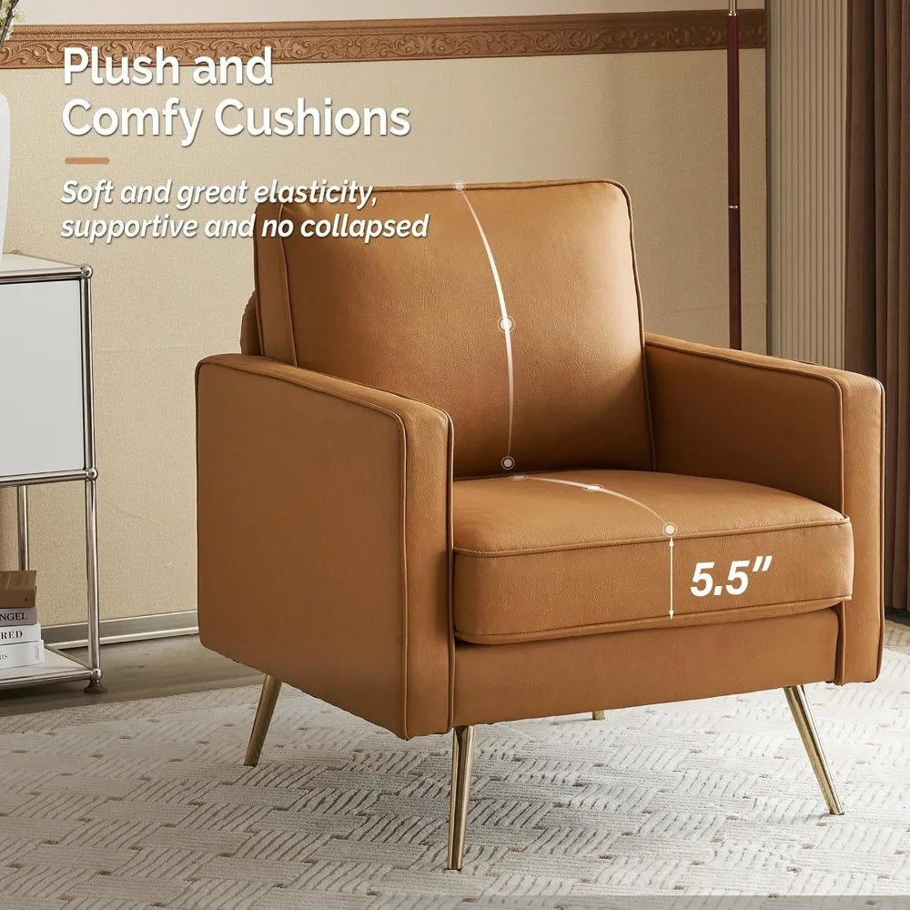 A set of two living room chairs, PU leather decorative chairs, medieval modern with armrests and soft cushions, sofa chairs