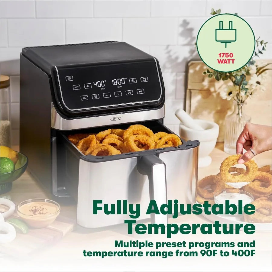 8 Qt Digital Air Fryer with TurboCrisp Technology for Large Family Meals Nonstick Cooking Basket and Crisping Tray for Even Bro