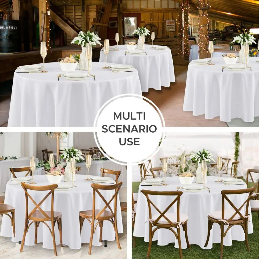 8 Pack Round Tablecloths Stain Resistant Wrinkle Free Circle Table Clothes, Washable Reusable Polyester Table Covers for Wedding
