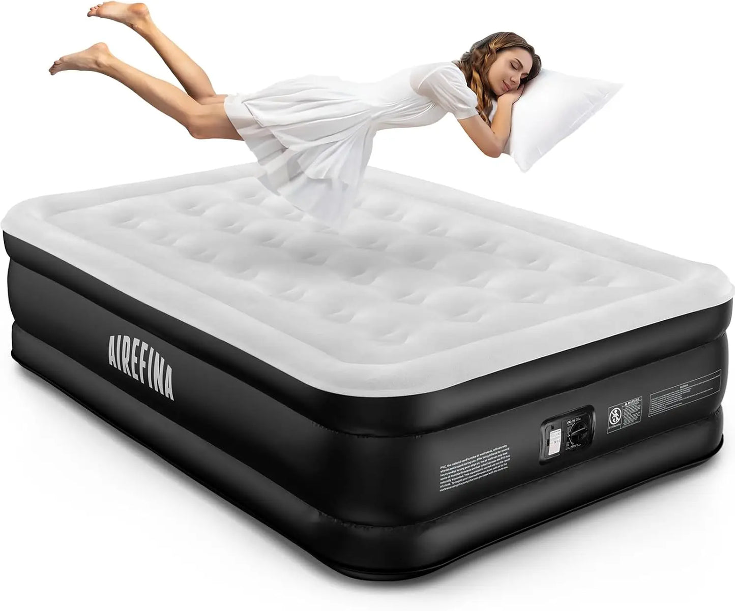 Full Air Mattress with Built-in Pump, 18" Quick Inflation Blow Up Bed for Guest Home Use, Portable Inflatable Mattress with