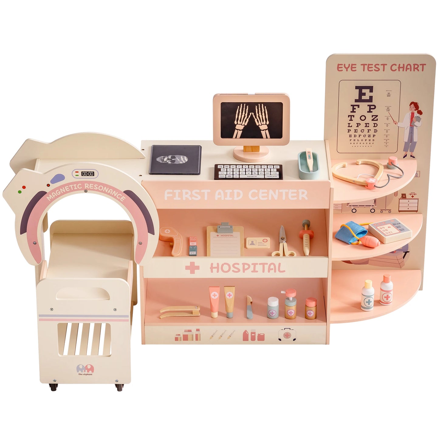 ROBOTIME Wooden Doctor Medical Center  Playset Pretend Play Doctor Toys  Educational Role Play for Kids Age 3+