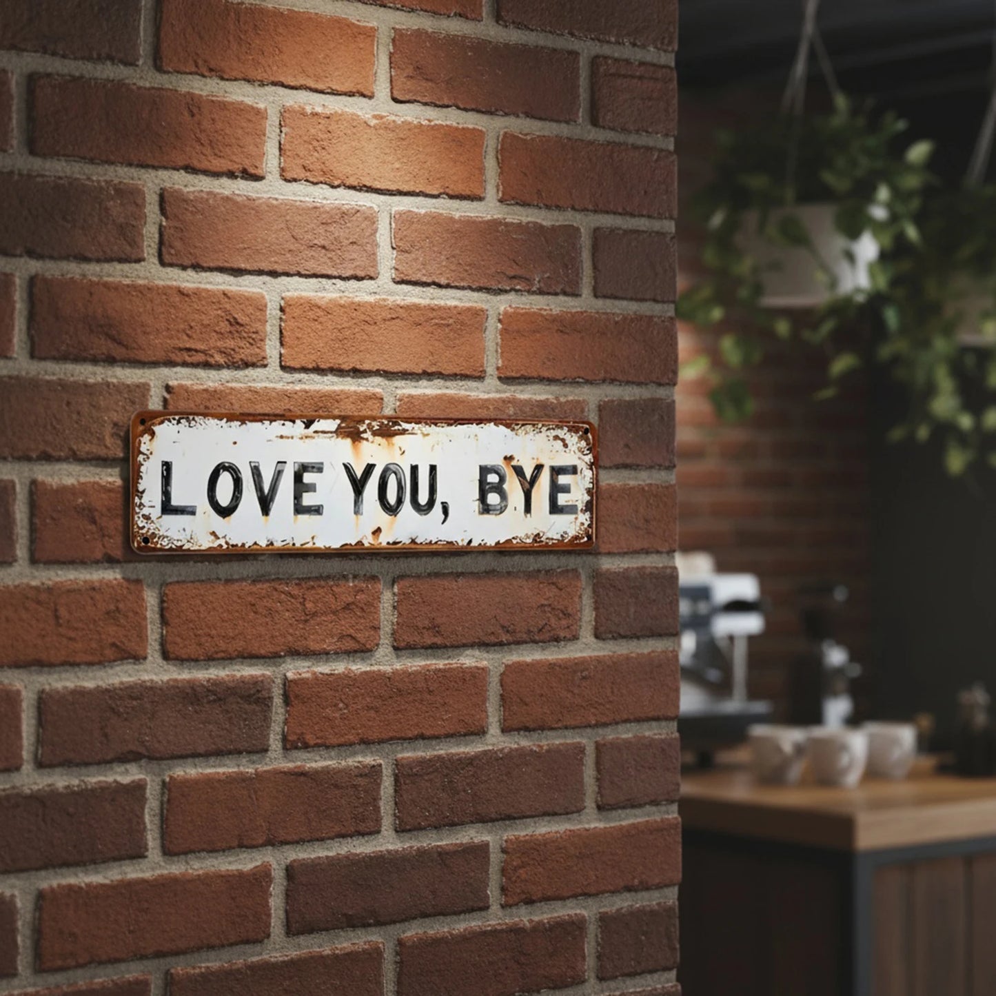 Love You Bye Retro Metal Wall Plaque Wear Resist Hallway Entryway Door Signs Hanging Plaque Rustic Walls Art for New Year Gift