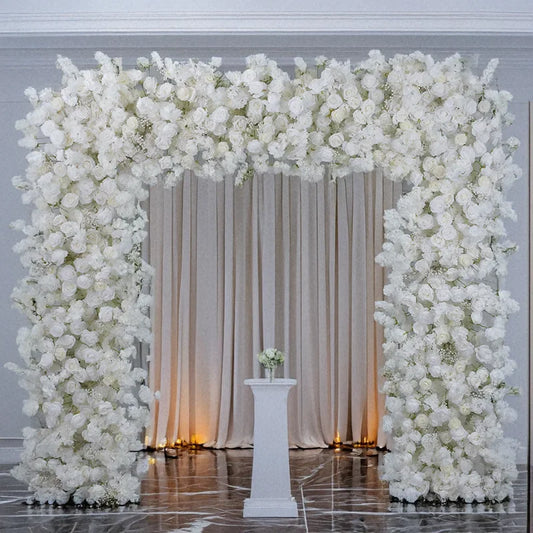 White Artificial Rose Sakura Square Flower Arch Wedding Ceremony Engagement Photo Booth Birthday Party Backdrop Decor Supplies