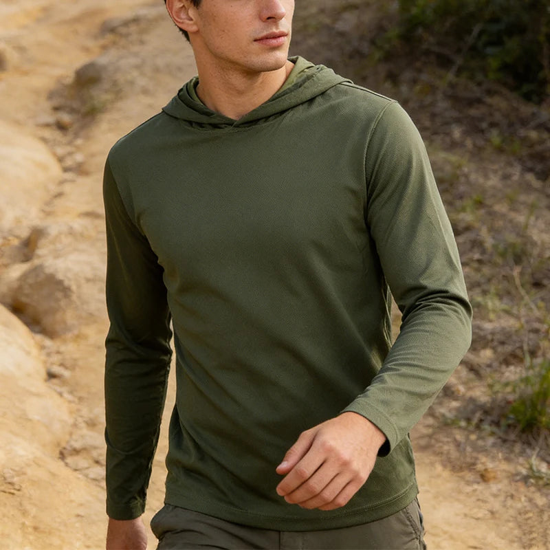 5pcs Men's T-shirt Sports Long Sleeved Shirts Hooded Solid Color Breathable Casual Shirt Suitable for Running And Fitness