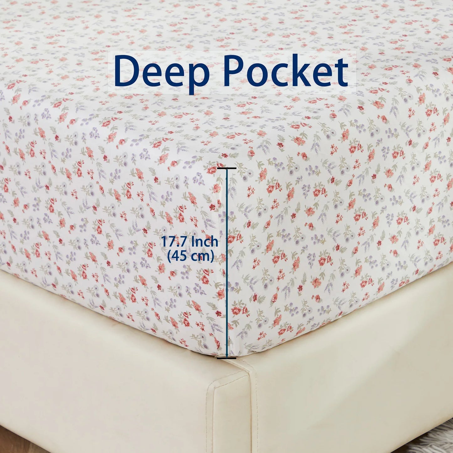 4pcs 600TC 100% Egyptian Cotton Fitted Sheet Set (Without Core)，Luxury Flower-Themed, Soft Breathable And Skin-friendly