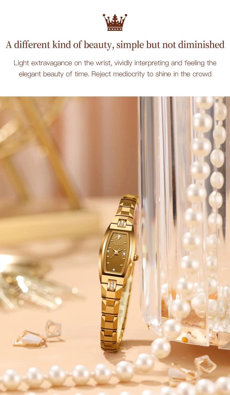OLEVS 5501 Women Watch Fashion Tungsten Steel Brand Luxury Waterproof Watch Elegant Rose Gold Diamond Noble Women Quartz Watch