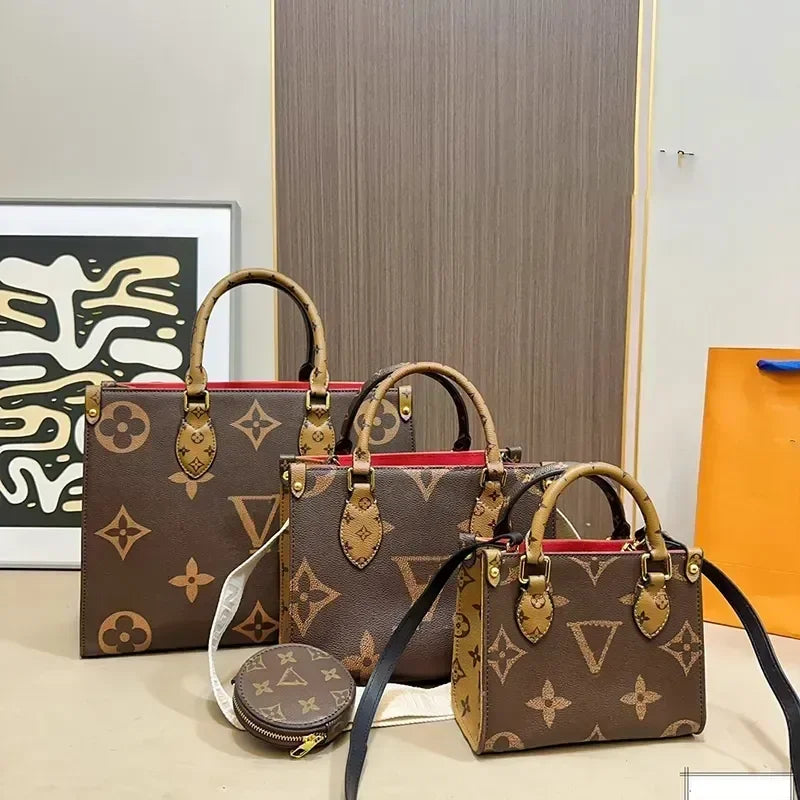 2026 Classic Top New Onthego Designer Tote Bag Classic Presbyopia Shopping Bag AB Face Women's Bag One Shoulder Crossbody Handba