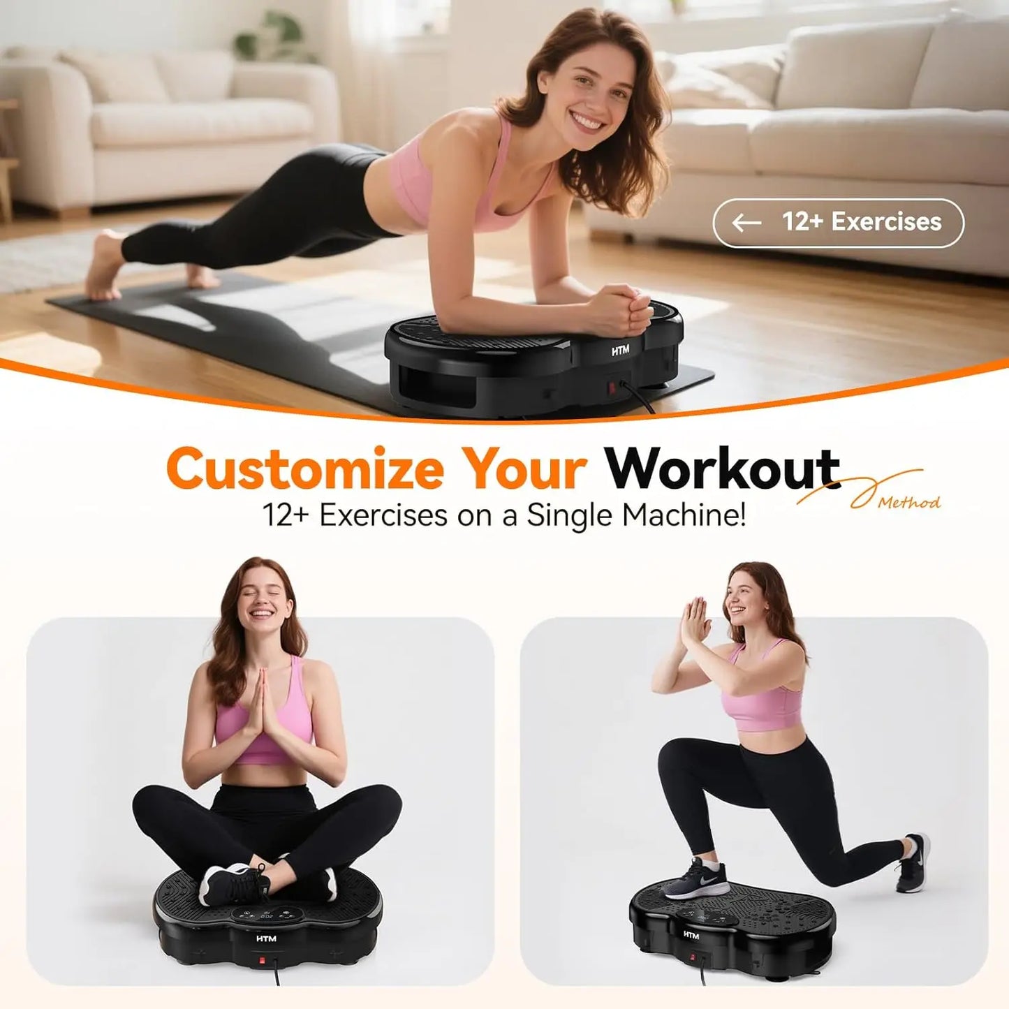 Vibration Plate Exercise Machine Whole Body Weight Loss Vibrator 120 Speed Levels Calorie Tracking Workout Power Fitness Plate