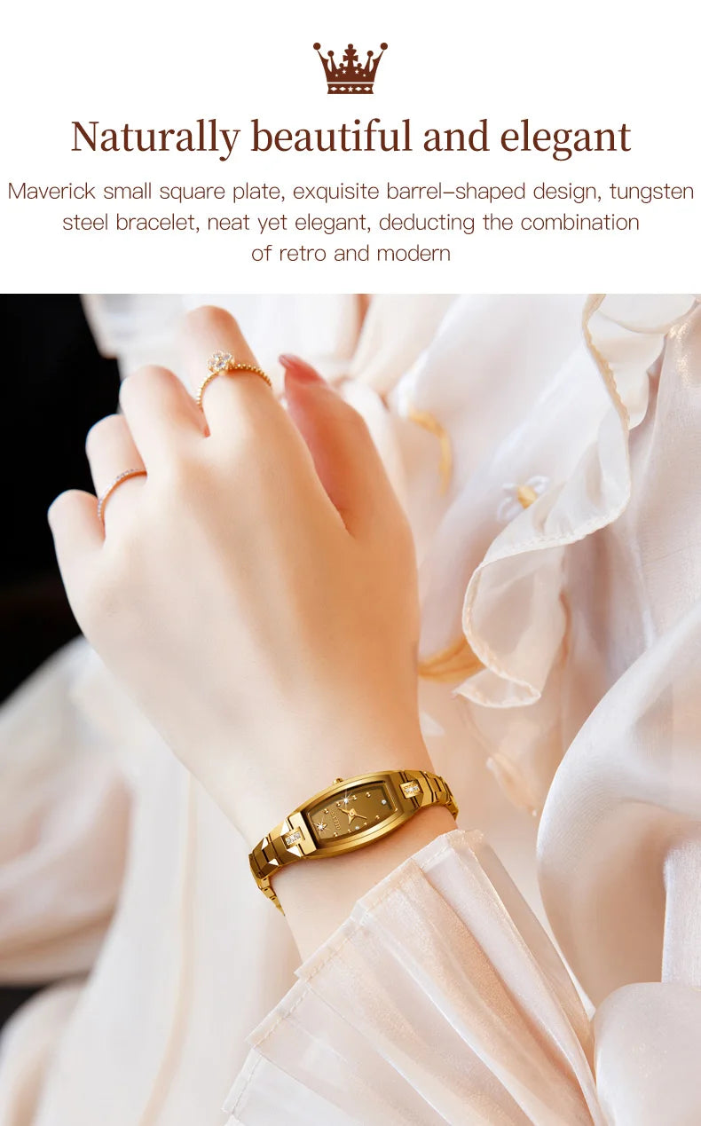 OLEVS 5501 Women Watch Fashion Tungsten Steel Brand Luxury Waterproof Watch Elegant Rose Gold Diamond Noble Women Quartz Watch