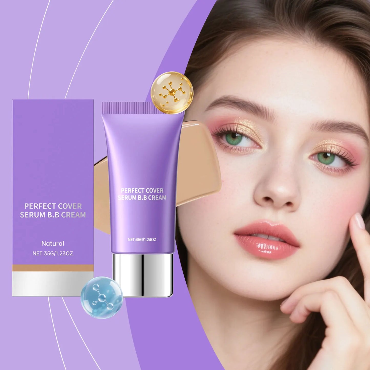 Women's Waterproof Long-Lasting BB Cream Natural Look Buildable Light Moisturizing Foundation Pore Minimizing Makeup Gift for Li