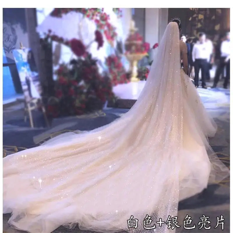 Sparkle Wedding Veil Off White Bling Bridal Veils Long 3M One Layer Bride Veil Luxury Cathedral Veil