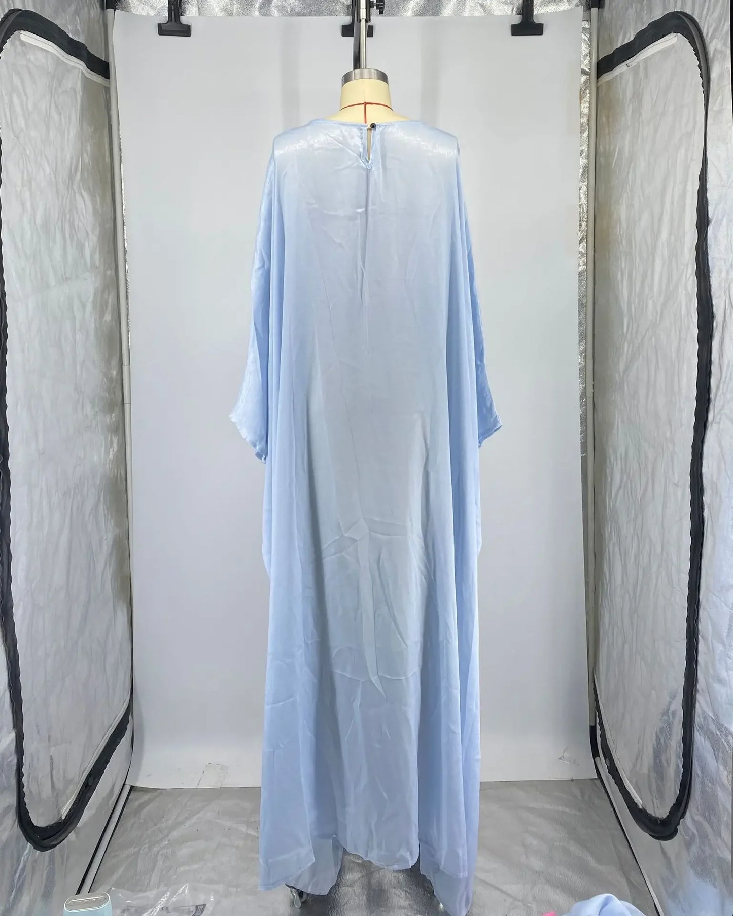 BWQ Women Loose O-neck Full Batwing Sleeve Long Maxi Dress Summer Satin Vintage Africa Streetwear Vestido Evening Dresses