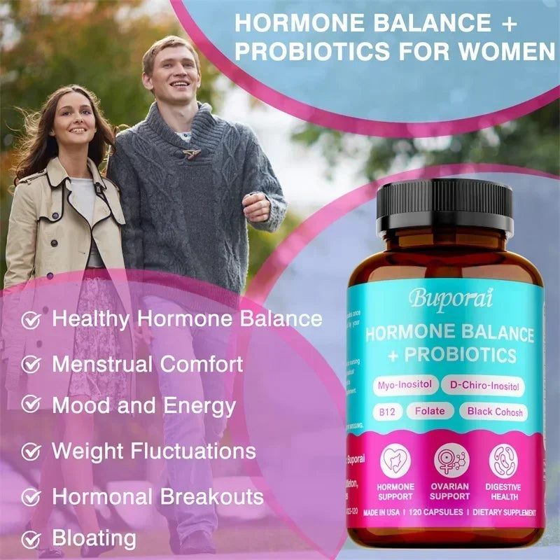 Hormone Balance + Probiotics - Relieve Menopausal Discomfort, Control Weight, Support Ovarian Function - 120 Capsules