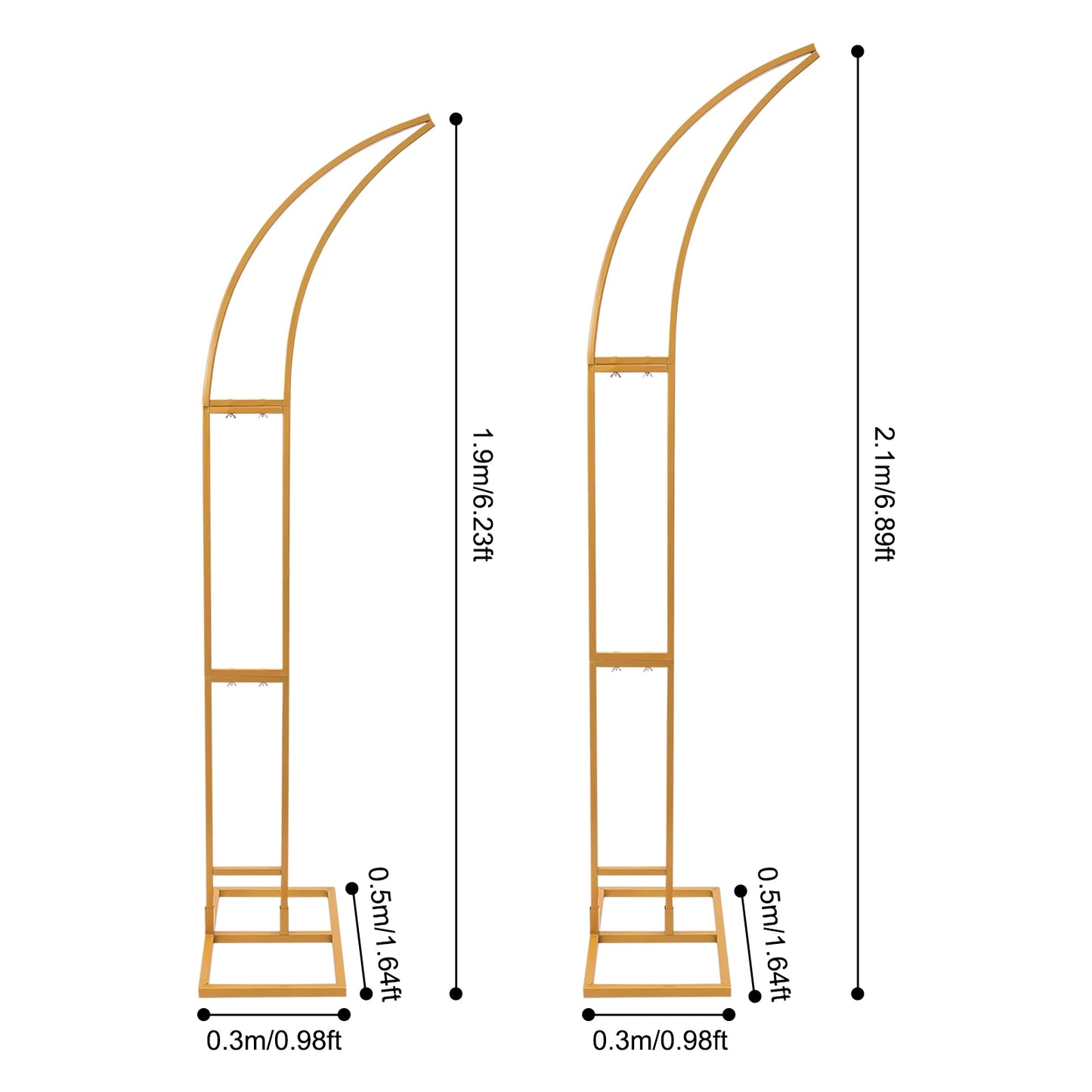 2.1m 2PCS White/Gold Wedding Arched Bracket Curved Backdrop Stand for Ceremony Party Wedding