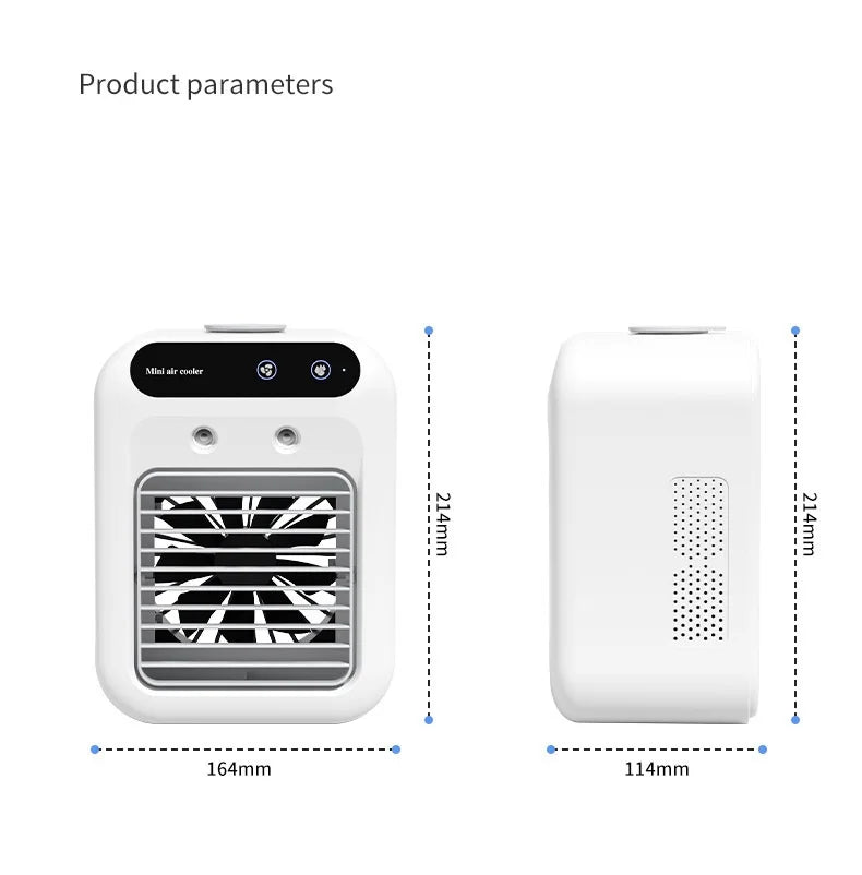 Portable Air Cooler Fan with Water Cooling - Mini USB Air Conditioner for Room, Office, Car & Personal Space