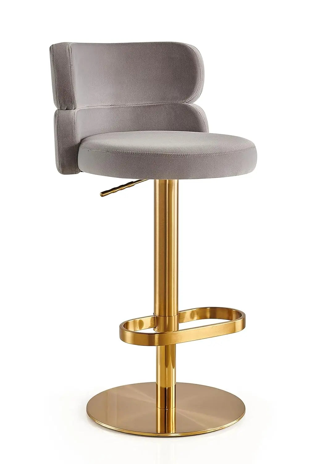 Modern  Single Velvet Upholstered Counter Stool with Gold Metal Leg and Foot Rest Premium Flannel Comfortable, Customized