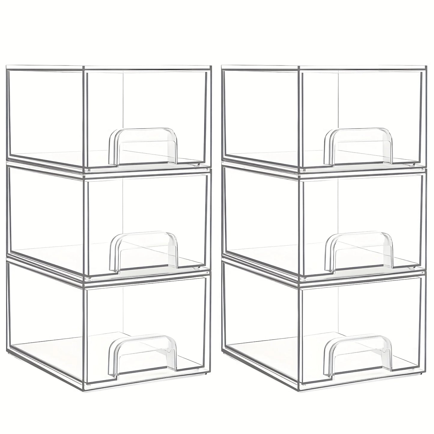 Bathroom Organizers And Storage - Pack Plastic Stackable Storage Drawers/Bins For The Vanity, Under The Sink, Countertop, Kitchen, And Laundry Room. Handy Tool Organizers And Storage For Girls And Women.