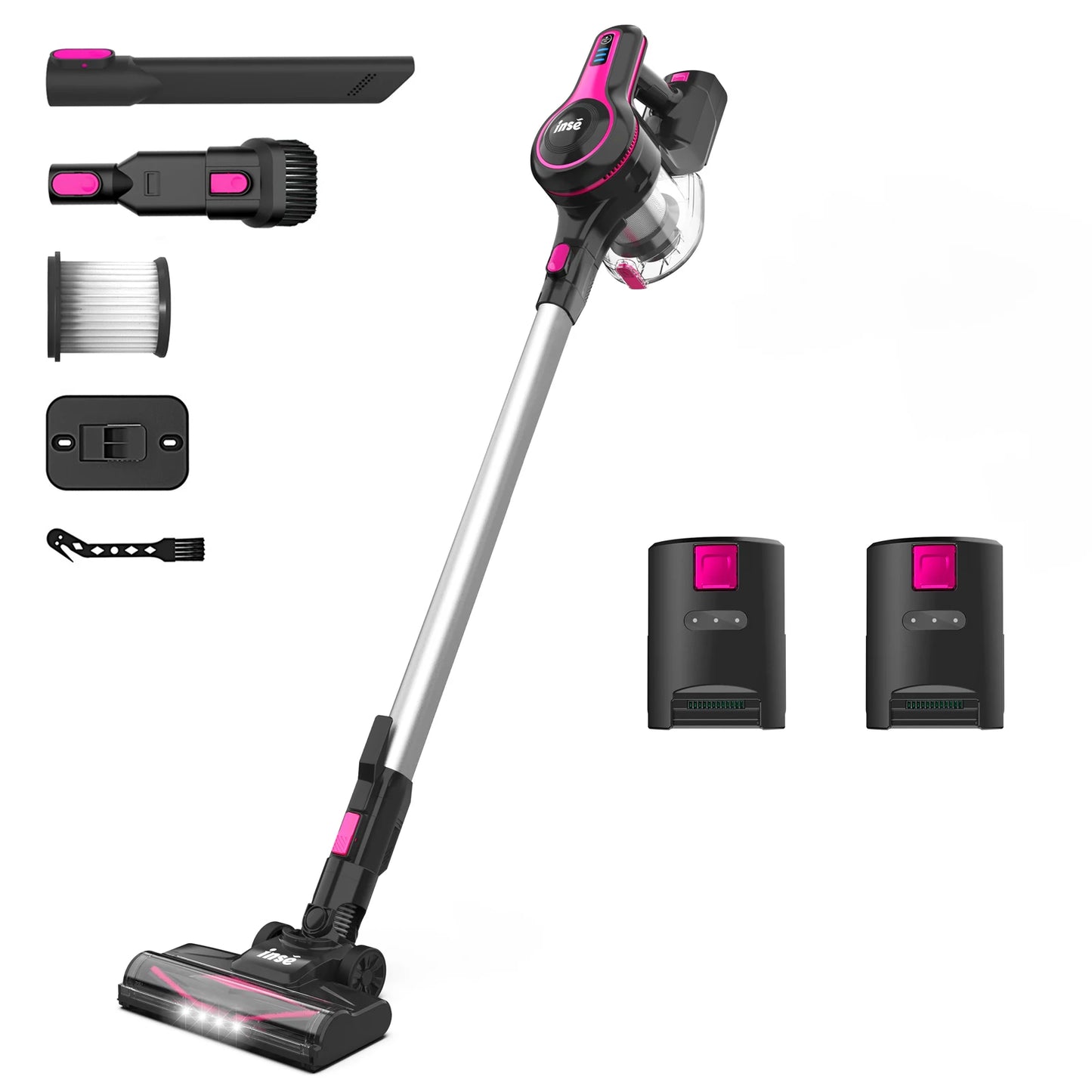 INSE N520 Cordless Vacuum Cleaner, 28Kpa 6-in-1 Rechargeable Stick Vacuum Lightweight for Carpet Hardfloor Pet Hair Home