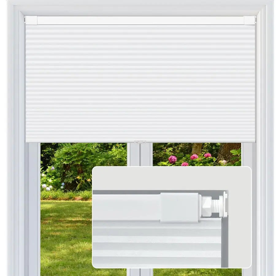 Cellular Shades, No Drill No Tools Light Filtering Honeycomb Shades, Pleated Blinds for Windows, Easy to Install, White 22 W x 4
