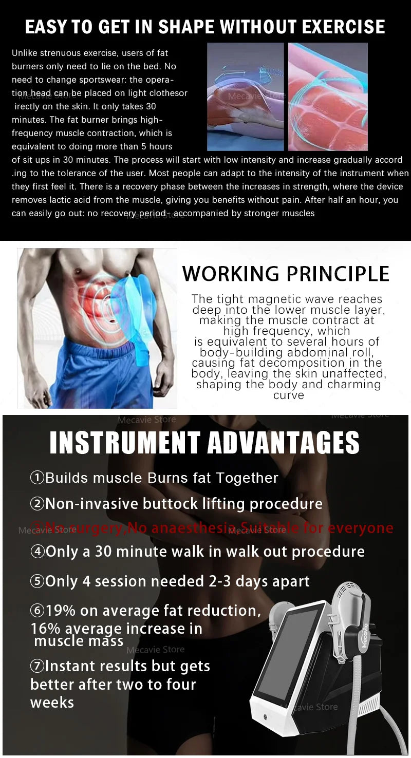 Fat Removal Neo Portable Electromagnetic Body Slimming Muscle Stimulate Body Slimming Build Muscle EMS Machine Mecavie