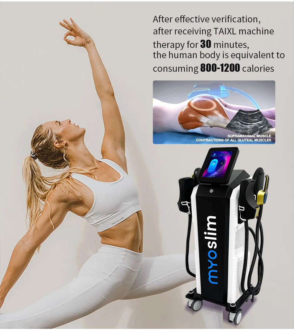 Professional RF MYOslim Body Sculpting Machine Electric Fat Burning Slimming Muscle Stimulator 15 Tes 6500W 5 Handle Neo