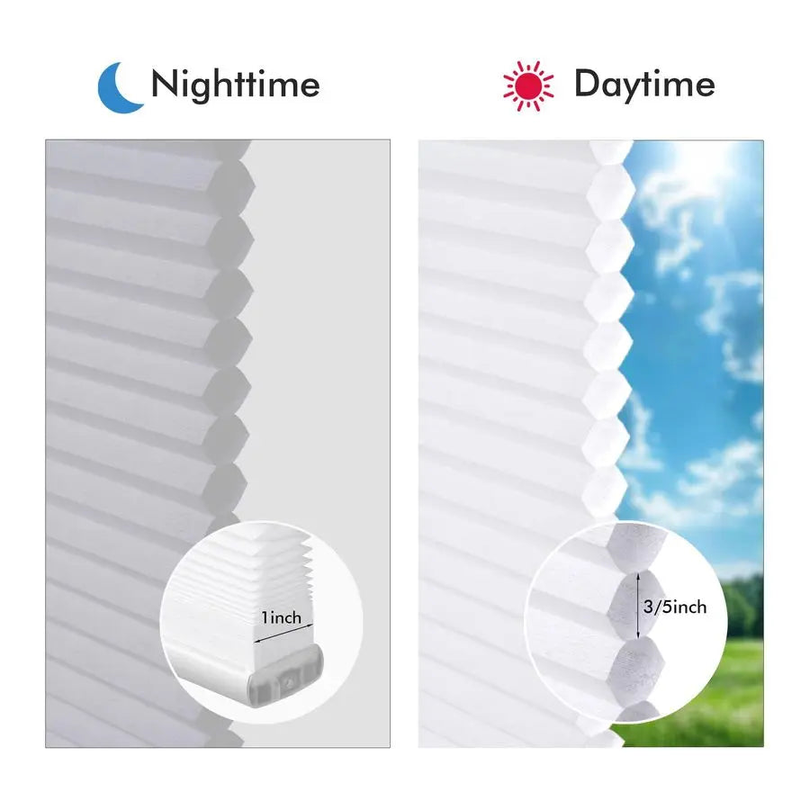Cellular Shades, No Drill No Tools Light Filtering Honeycomb Shades, Pleated Blinds for Windows, Easy to Install, White 22 W x 4