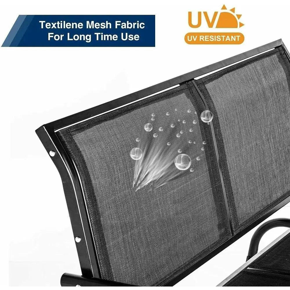 2-Person Porch Swing Glider Bench, Outdoor Loveseat Patio Rocking Chair