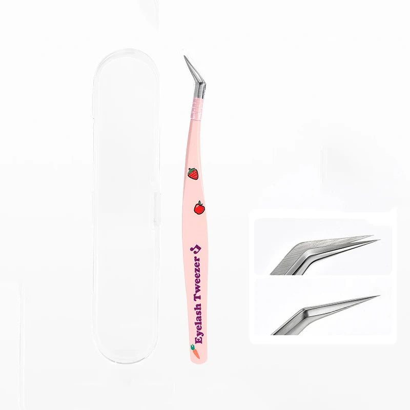 【B】False Eyelash Tweezers Lash Extension Stainless Steel Scrapbook Sticker Tape Picking Straight Head Elbow Tweezers DIY Crafts
