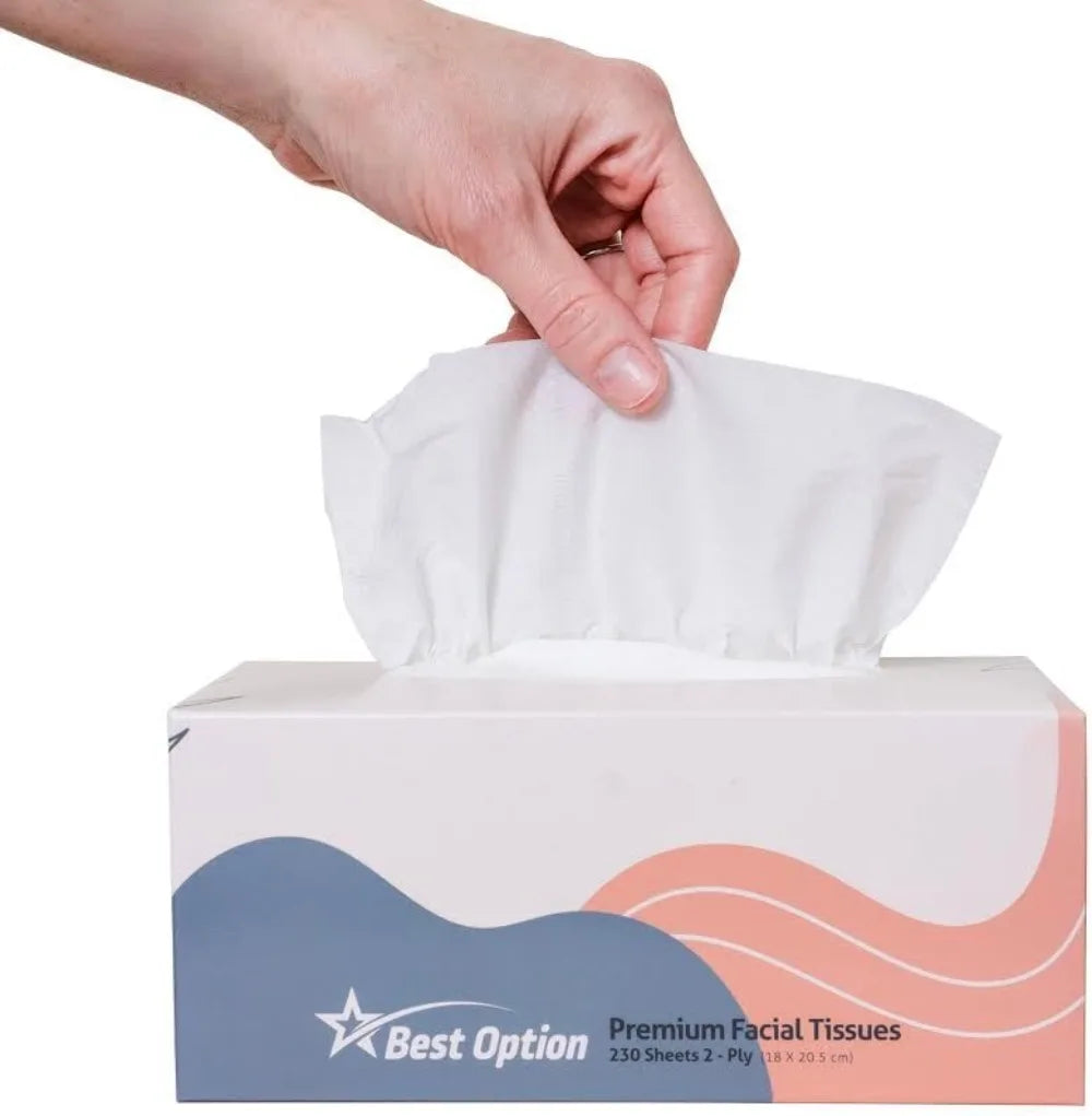 Soft 2-Ply Facial Tissue, White, 230-Count Box for Bathroom, Office, School, Bulk Pack of 12