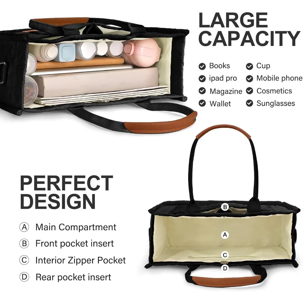 Tote Bag for Women with Pockets Compartments, Crossbody Bag Nylon Tote Shoulder Handbags Casual Work Bags Everything Tote Bag
