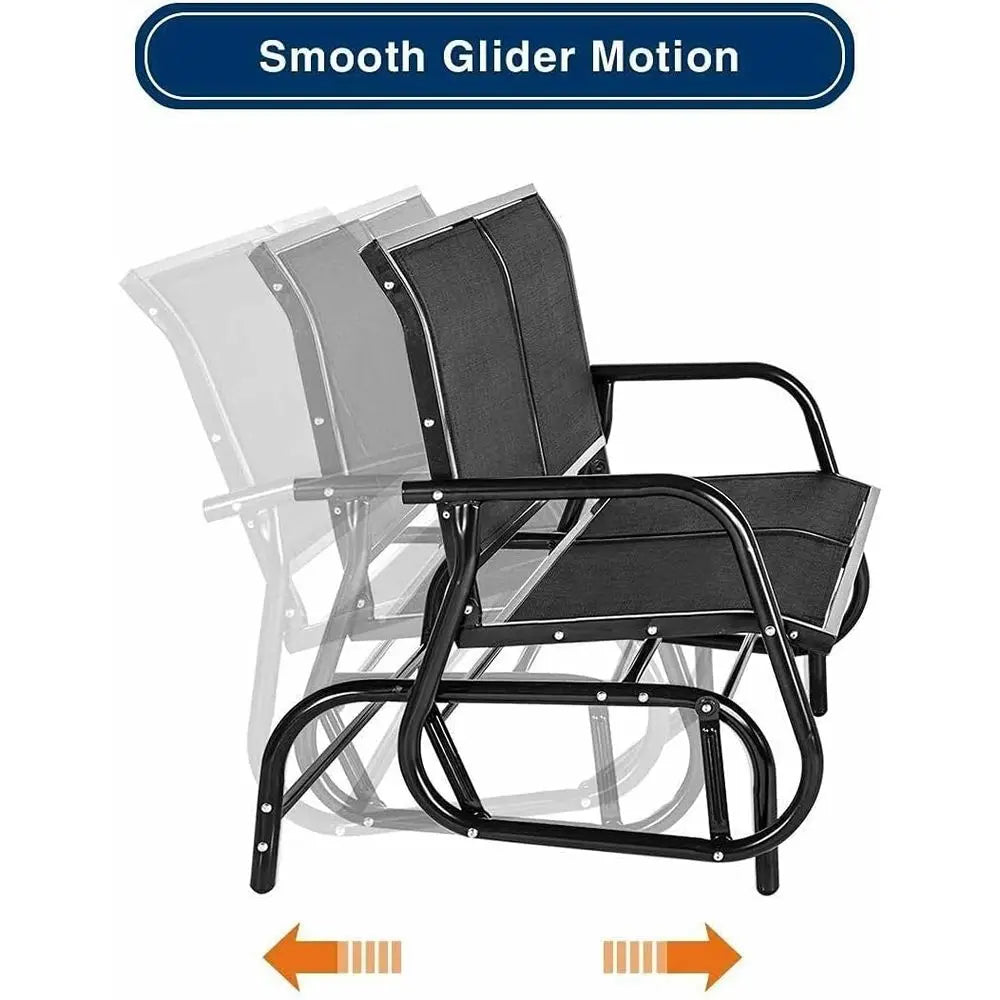 2-Person Porch Swing Glider Bench, Outdoor Loveseat Patio Rocking Chair