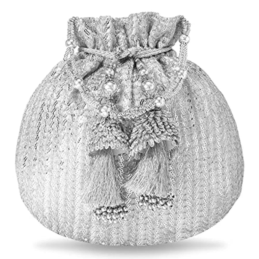 Aheli Potli Bags Gift for Women Evening Bag Clutch Ethnic Bride Purse with Drawstring