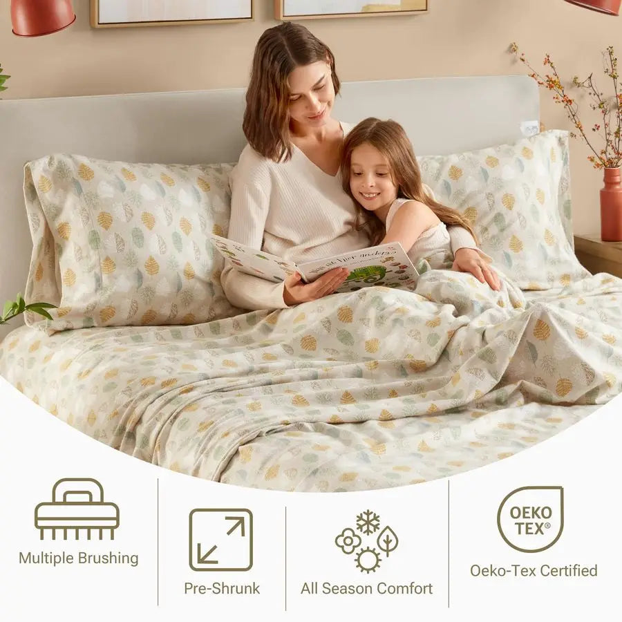 North by Flannel Sheets Queen Size, Cozy 100 Cotton Flannel Bed Sheets, Ultra Soft Cute Sheet Set, Novelty Print Themed Cold Wea