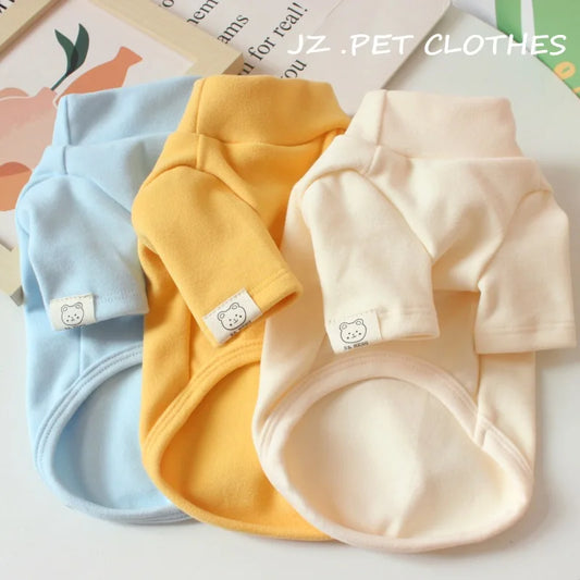 Warm Puppy Base Shirt Pet Solid Color T-shirt Autumn Winter Cute Puppy Clothes For Small Dogs Thai Teddy & Cats Cozy Pet Apparel