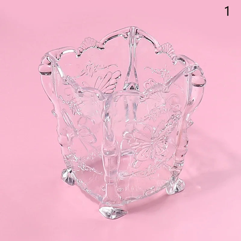 Cotton Pad Nails Storage Box Butterfly Transparent Pink Design Napkins Container Brush Organizer Makeup Case Nail Art Tools