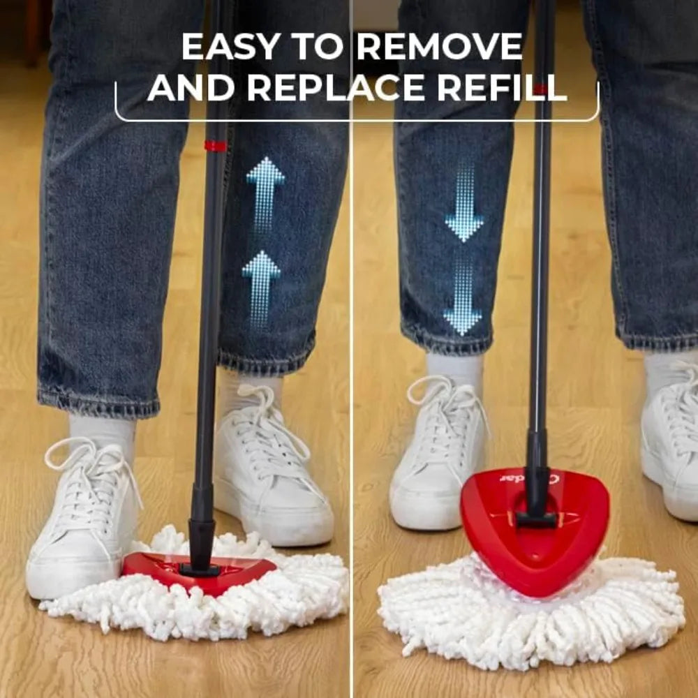Easy Wring Spin Mop & Bucket with 3 Extra Refills, Hands-Free Wringing, Deep Cleaning Microfiber, 360° Rotation, 48" Telescopic Handle
