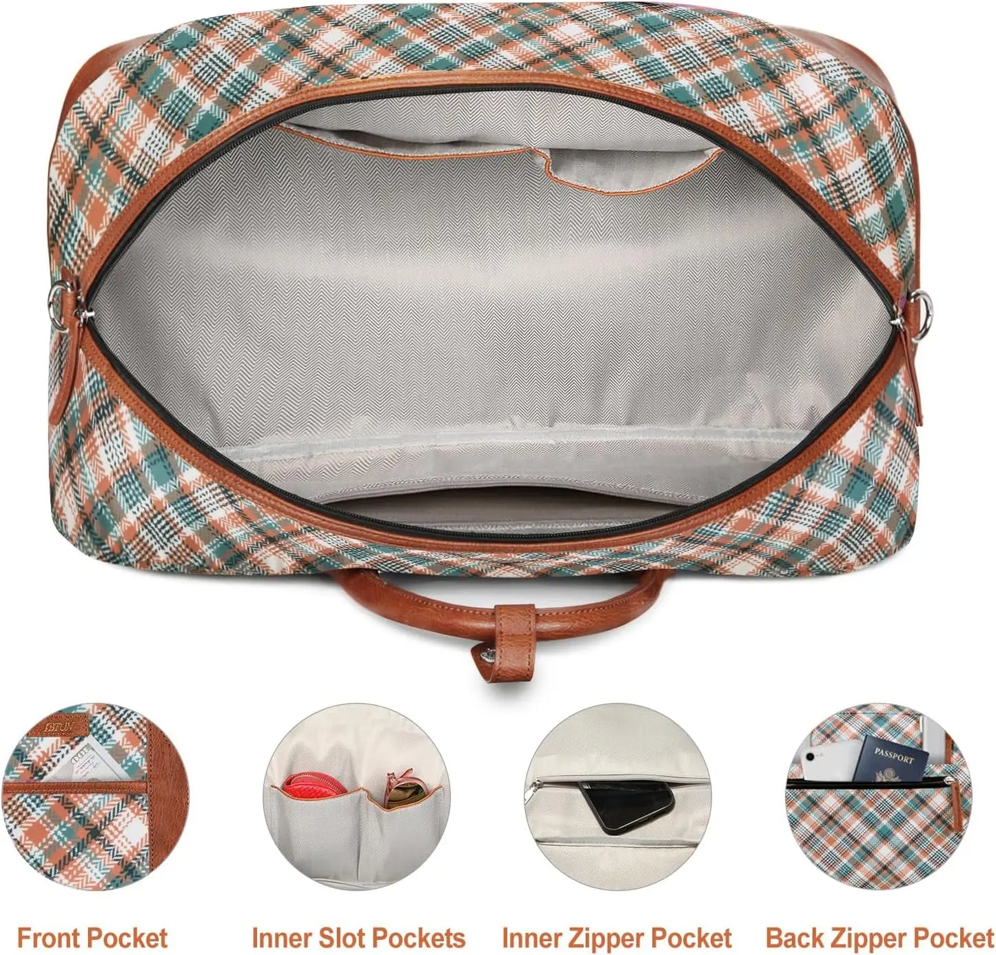Women's Large Canvas Weekender Bag with Shoe Compartment, 21" 3-Piece Travel Set