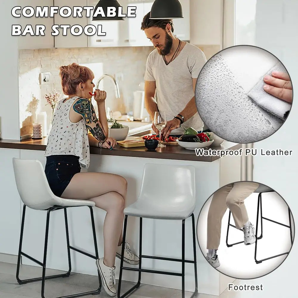Counter Height Bar Stools Set of 4,26 inch Barstools with Back,Faux Leather Counter Stools for Kitchen Island,Modern Bar Chairs