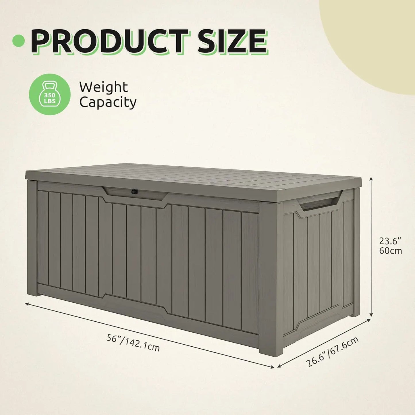 120-Gallon Deck Box, Waterproof Outdoor Storage Chest for Garden Tools, Pool Supplies, and Sports Gear, Lockable Lid, Multi