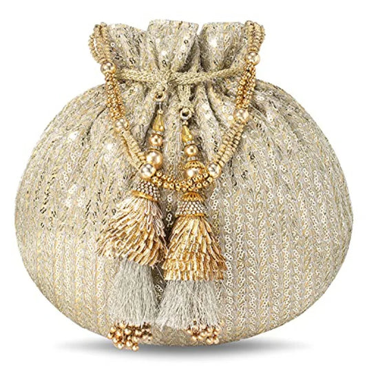 Aheli Potli Bags Gift for Women Evening Bag Clutch Ethnic Bride Purse with Drawstring