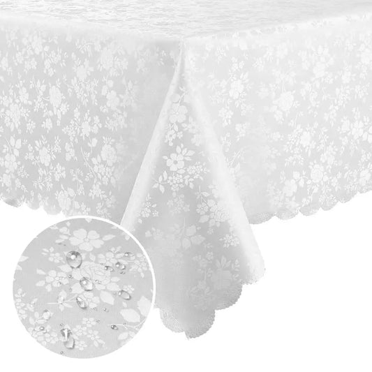 Rectangle Table Cloth, Waterproof Heavy Duty Vinyl Tablecloths, Wipeable Washable Table Cover for Kitchen and Dining Room White,
