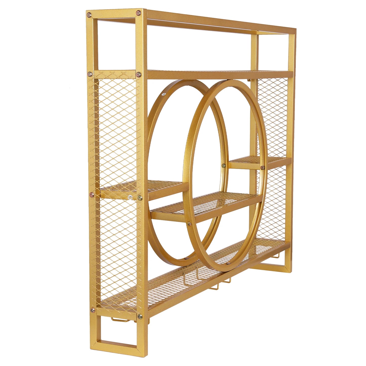 Large Capacity Modern Liquor Shelves Metal Wall Mounted Wine Rack 3 Tier with LED Light with Wine Glass Holder for Home Cellar