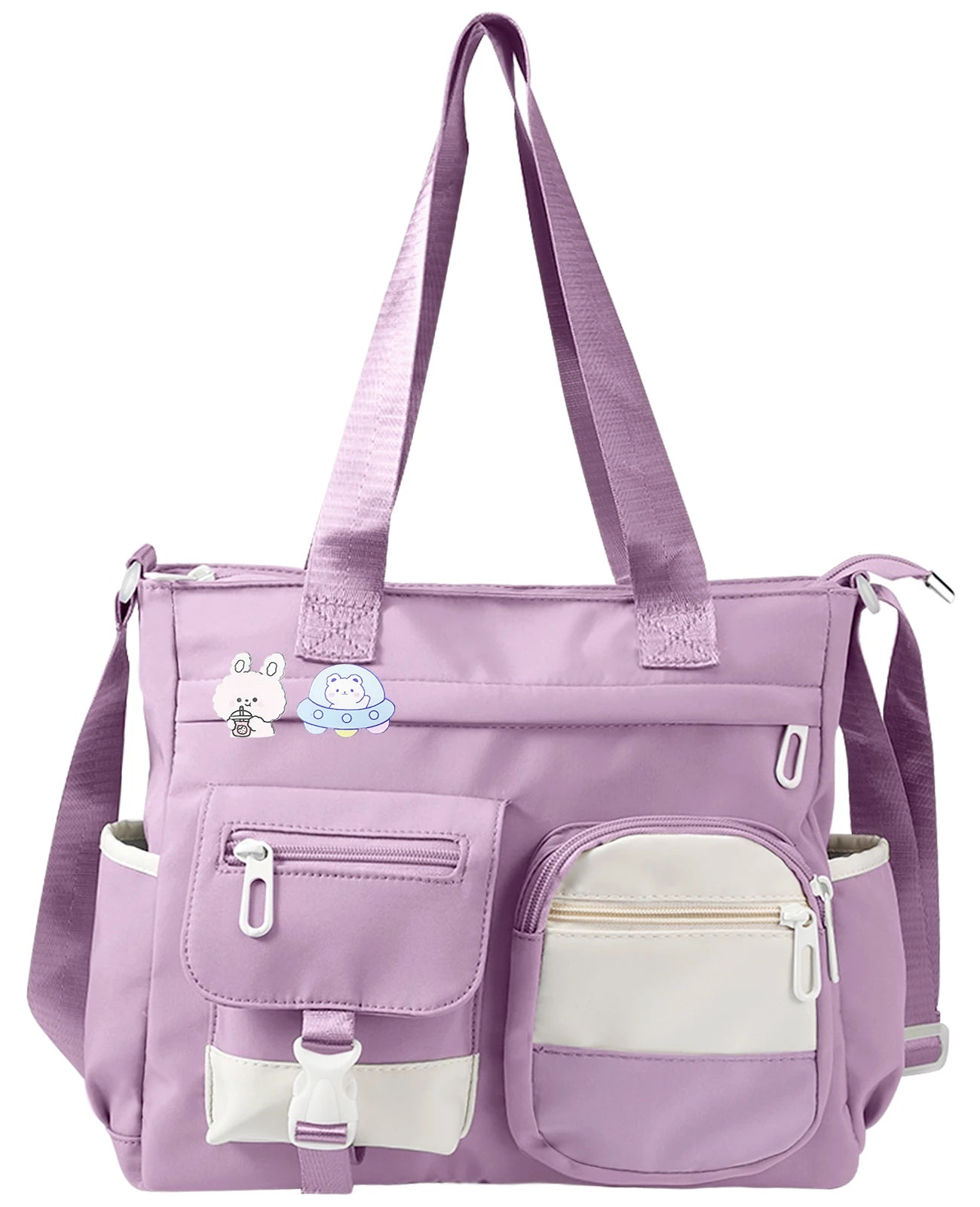 Nylon Messenger Bag Cute Shoulder Tote Bag with Multiple Pockets Large Capacity Messenger Bag for Teens Waterproof