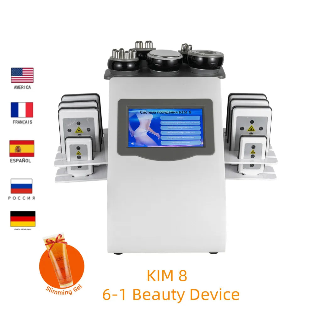 6 In 1 40K Ultrasonic Cavitation Machine Weight Loss Skin Lift Tightening Vacuum Lipo KIM8 Body Slimming Machine Body Shaping