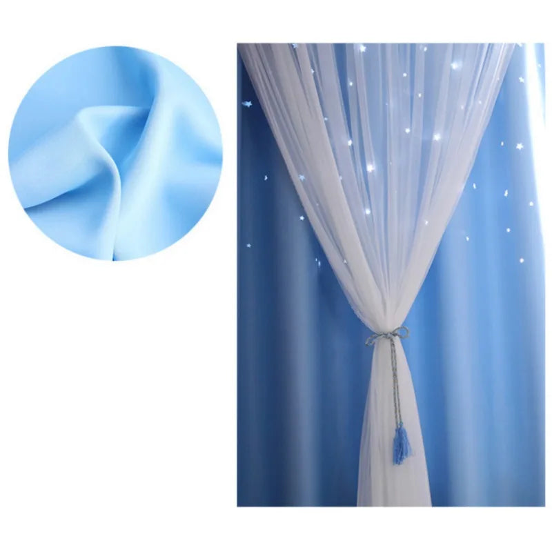 Curtains Blackout Curtains for Bedroom Window Decoration Double Layer Star Cut Out Aesthetic Living Room Decor Wall Home Curtain