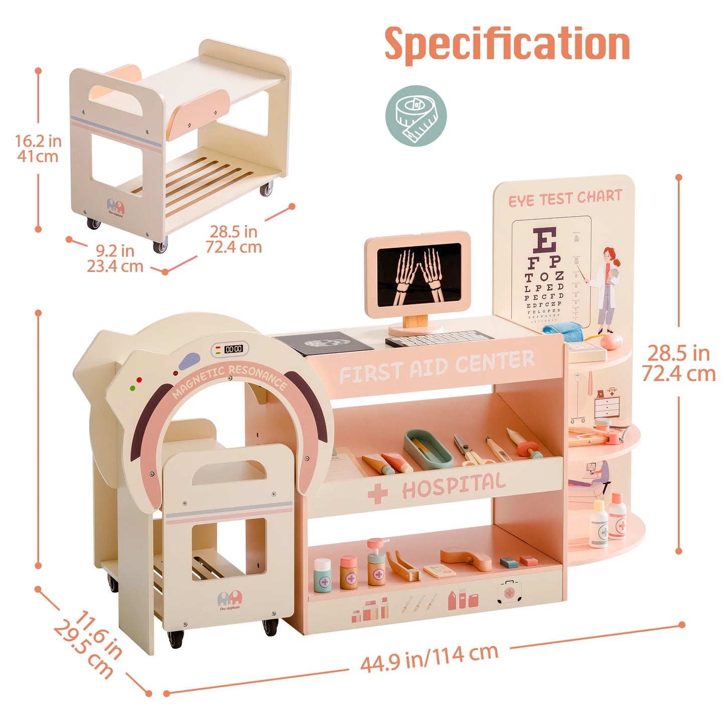 ROBOTIME Wooden Doctor Medical Center  Playset Pretend Play Doctor Toys  Educational Role Play for Kids Age 3+