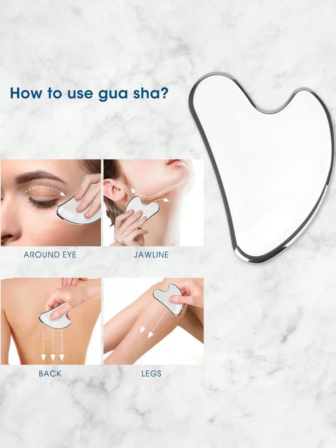 LMMAKE Face Roller And Gua Sha, Stainless Steel Facial Roller And Guasha Tool For Face, Skin Care Roller For Wrinkles And Lifting, Improve Puffiness, Metal Face Massager For Eyes, Neck Tighten