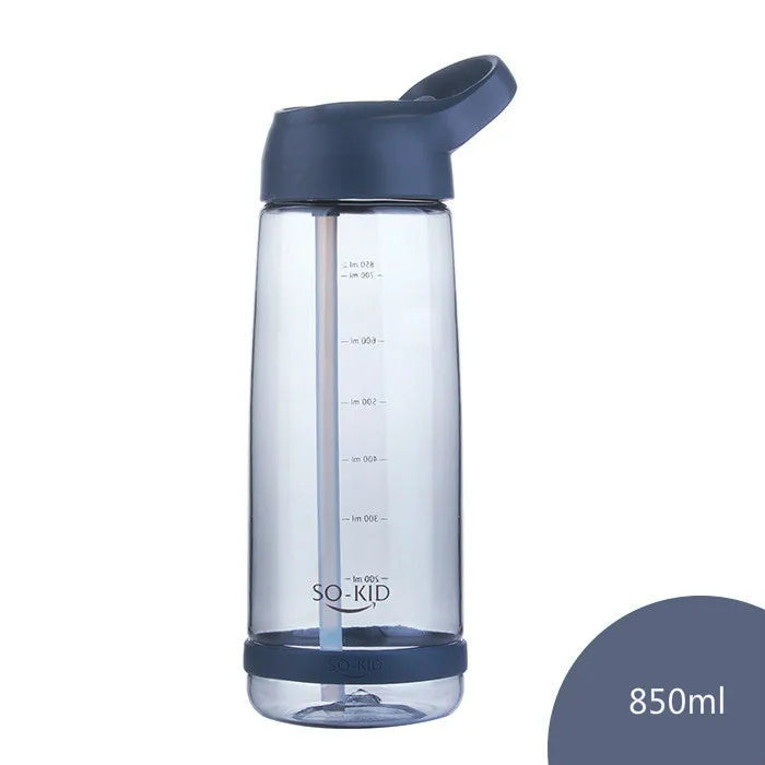 Outdoor Water Bottle with Straw Sports Bottles Leak Proof Eco-friendly Children School with Lid Hiking Camping Plastic BPA Free